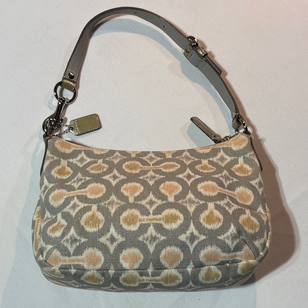 Coach Kristin IKAT Hobo Handbag Purse Grey Shimmer EUC - Picture 3 of 14